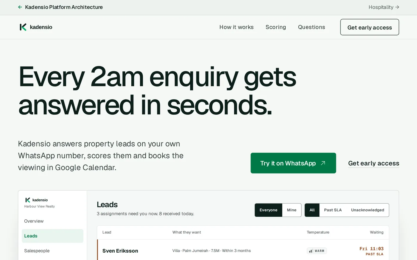 Real estate lead qualification site built on Kadensio